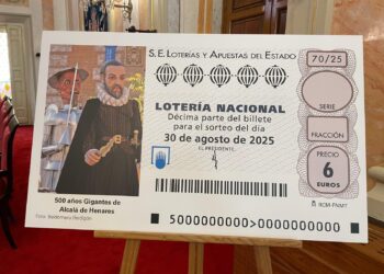 Los Gigantes de Alcalá protagonizan un décimo de Lotería Nacional con motivo de su 500 aniversario
