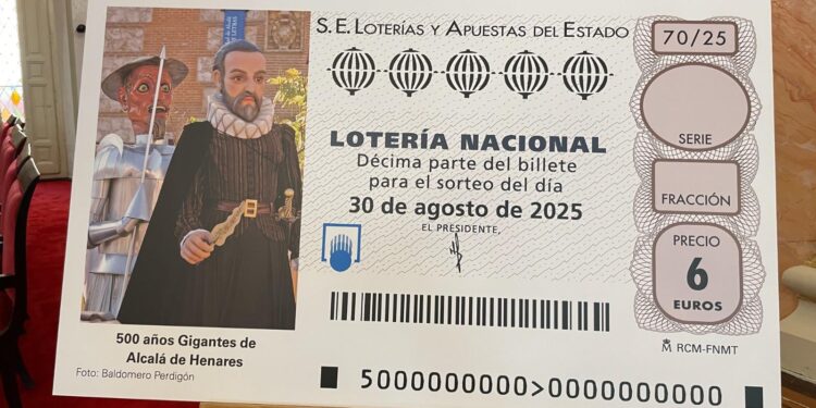 Los Gigantes de Alcalá protagonizan un décimo de Lotería Nacional con motivo de su 500 aniversario